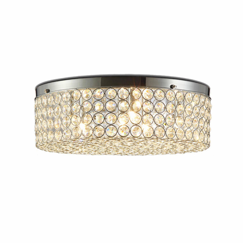 6-Light Flush Mount Ceiling Lamp Crystal and Chrome I6485