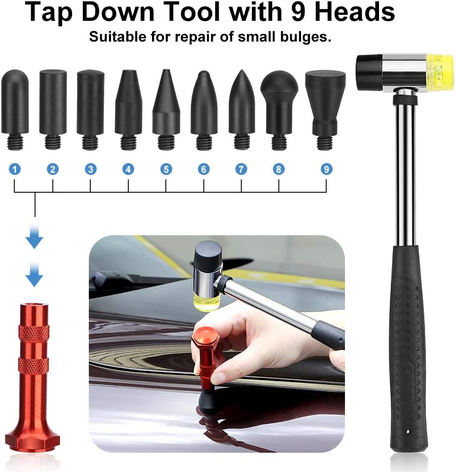53pcs Dent Puller Paintless Dent Repair Tools Kit with Golden Dent Lifter Glue Sticks Tabs Slide Hammer Z33310
