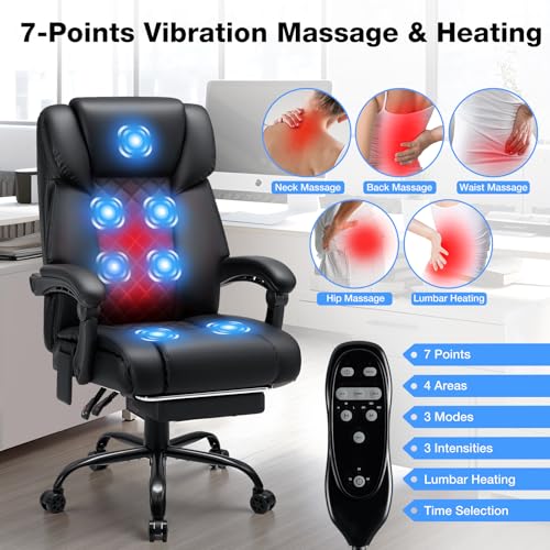 Black Ergonomic Reclining Office Chair with Footrest L926069