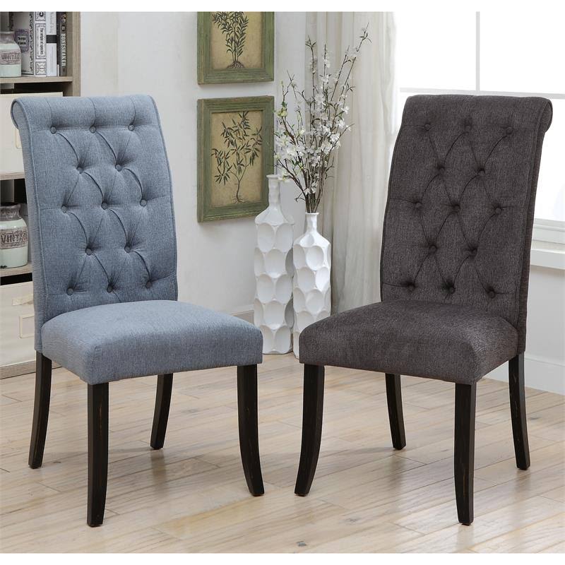 Gray Fabric Side Chair Set of 2 D533888