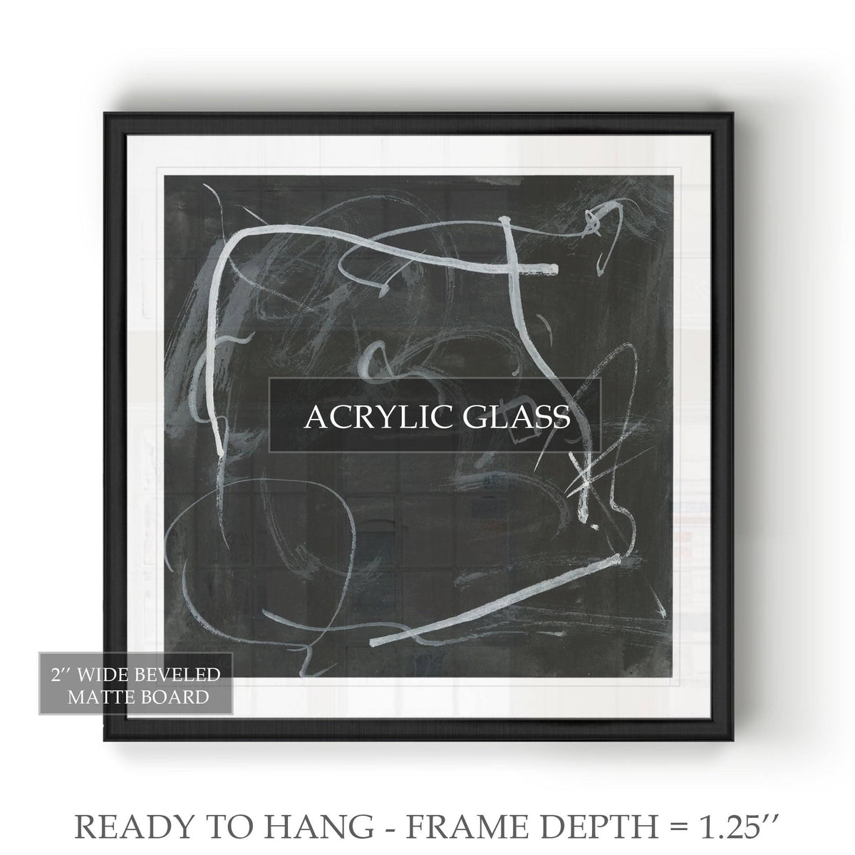 Black Framed Print 30 x 30 Gold V8893