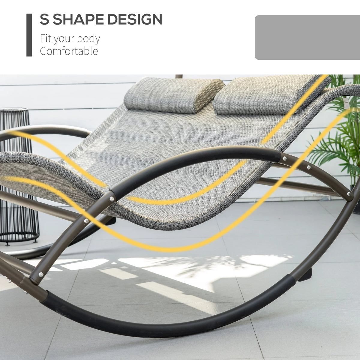 Gray Outdoor Rocking Bed with Canopy L549517