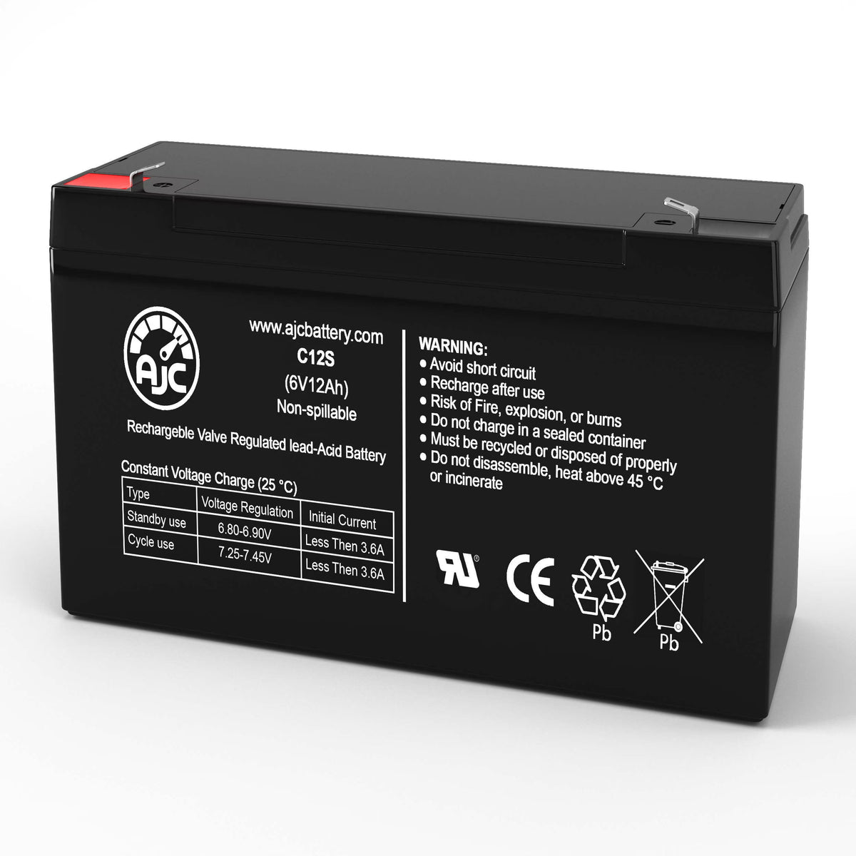6V 12Ah Ride-On Toy Battery D3666