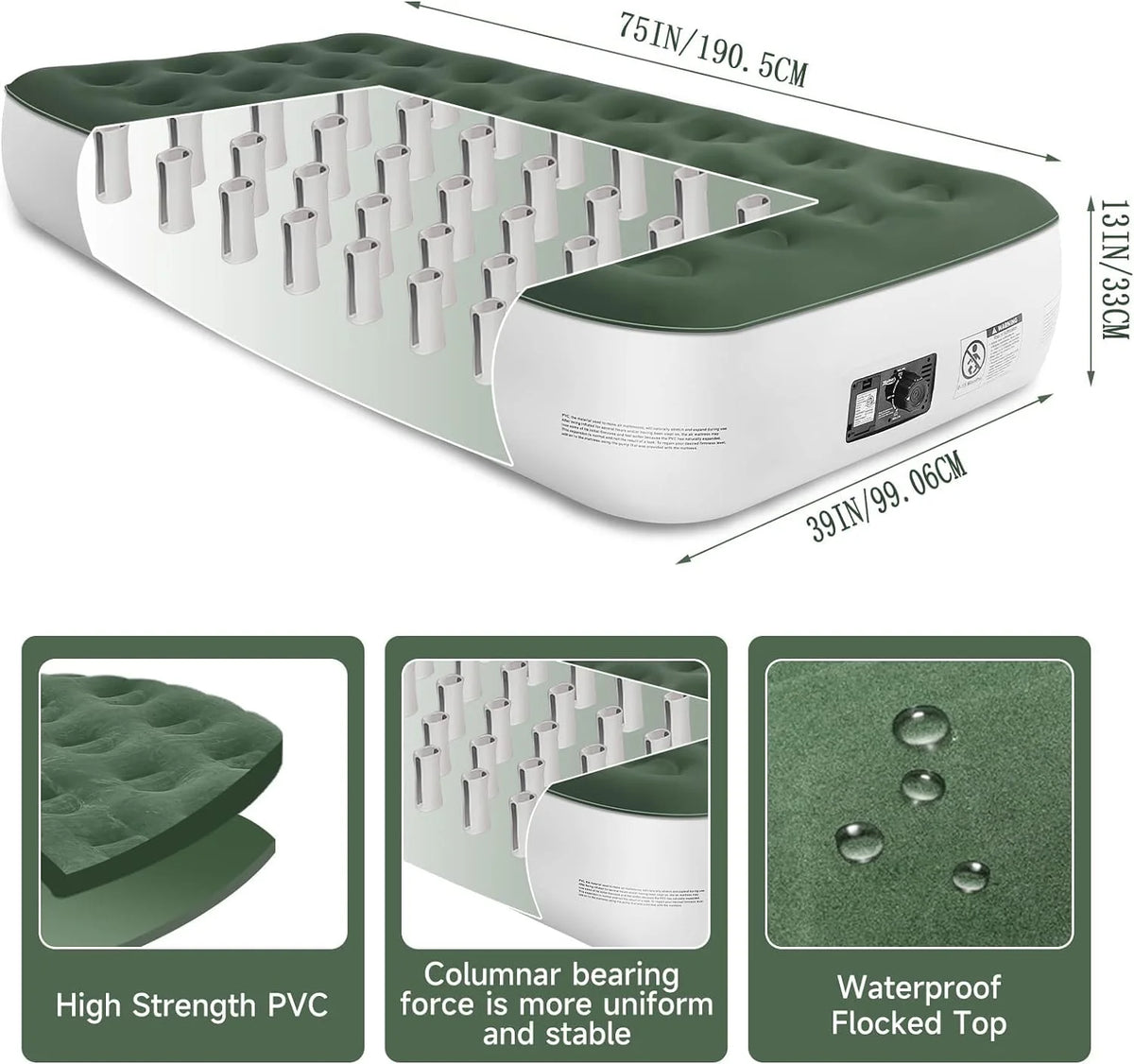 Twin Size Air Mattress with Built-in Pump Z850