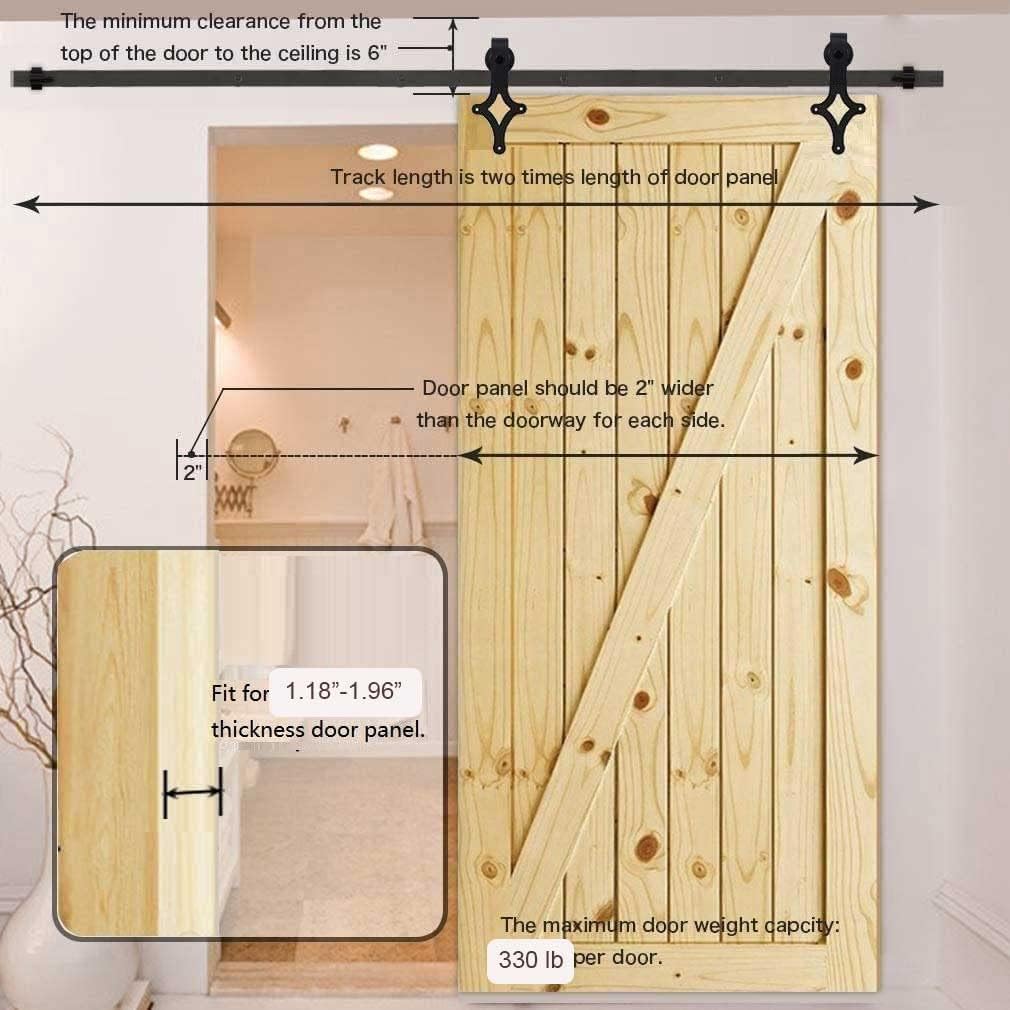 14FT Black Sliding Barn Door Hardware Kit N3637