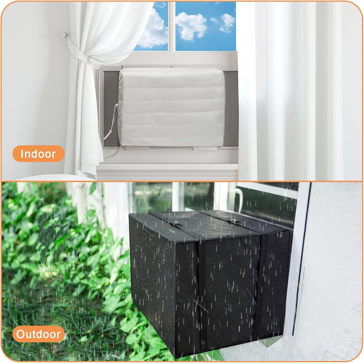 White Window Air Conditioner Cover with Black Outdoor Cover C36333
