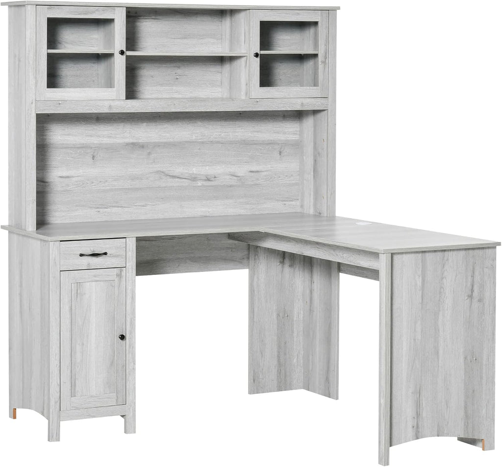L-Shaped Desk with Hutch and Drawers E570