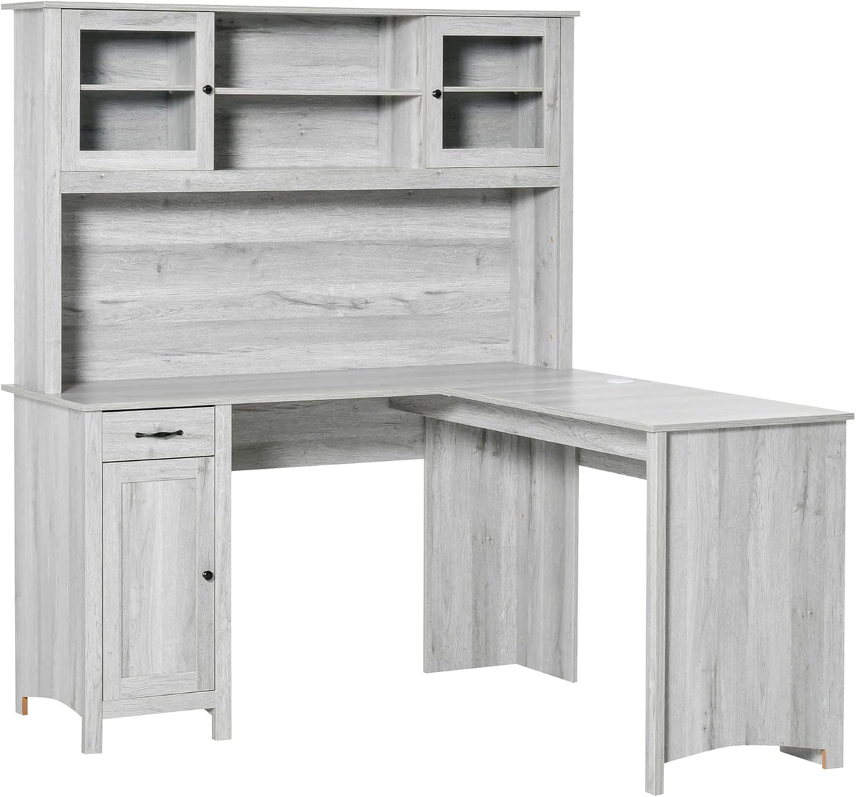 L-Shaped Desk with Hutch and Drawers E570