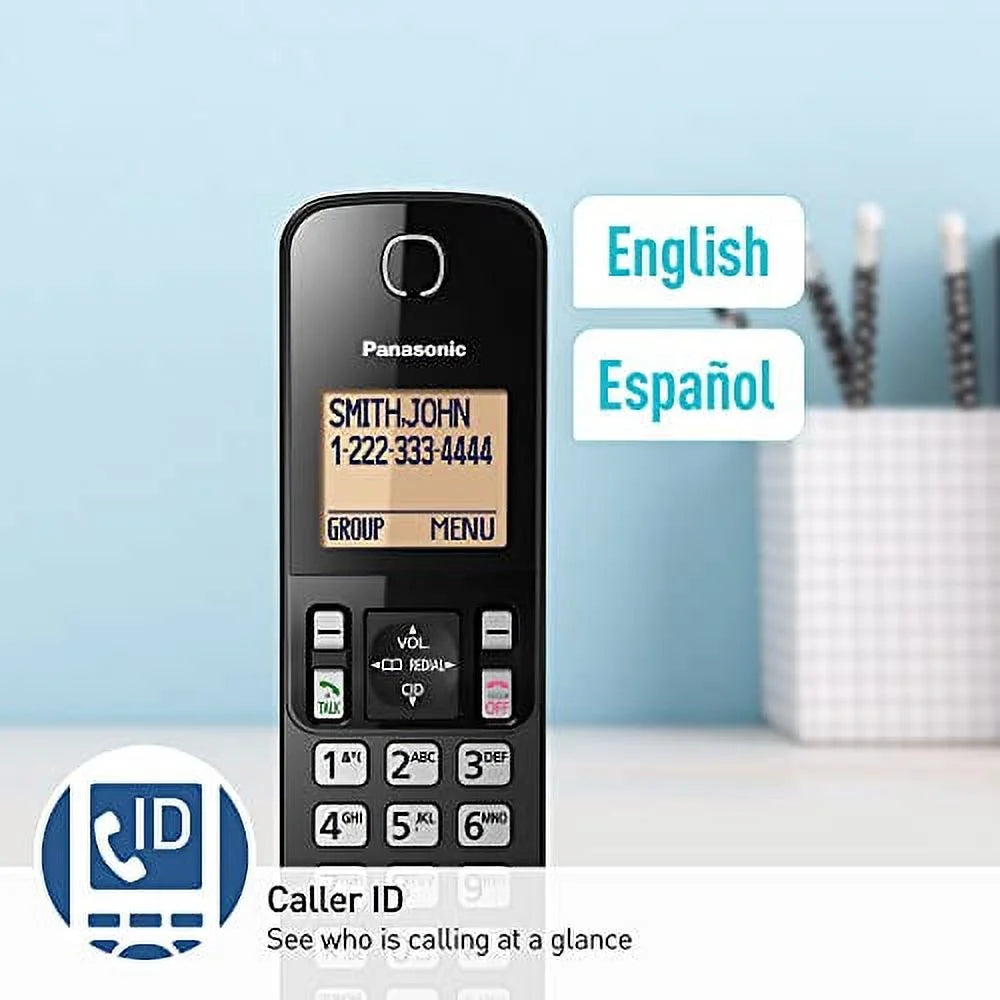 2 Handset Cordless Phone System with Amber Backlit Display (Black) F4323