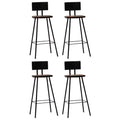4 Piece Reclaimed Wood Bar Stools with Backrest Steel Frame M171424