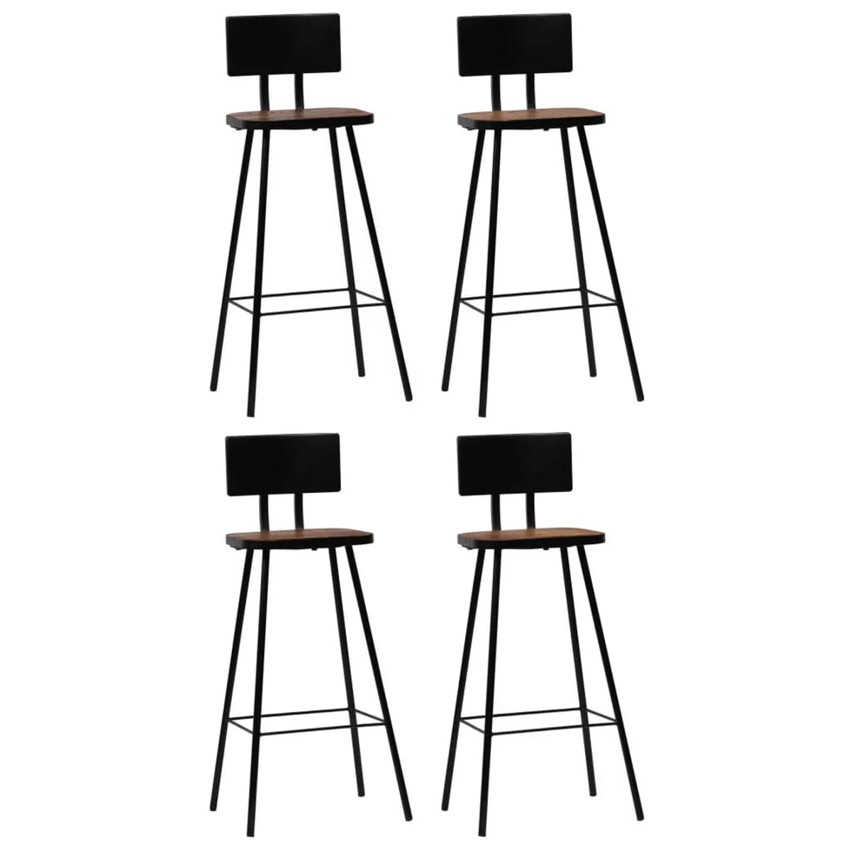 4 Piece Reclaimed Wood Bar Stools with Backrest Steel Frame M171424