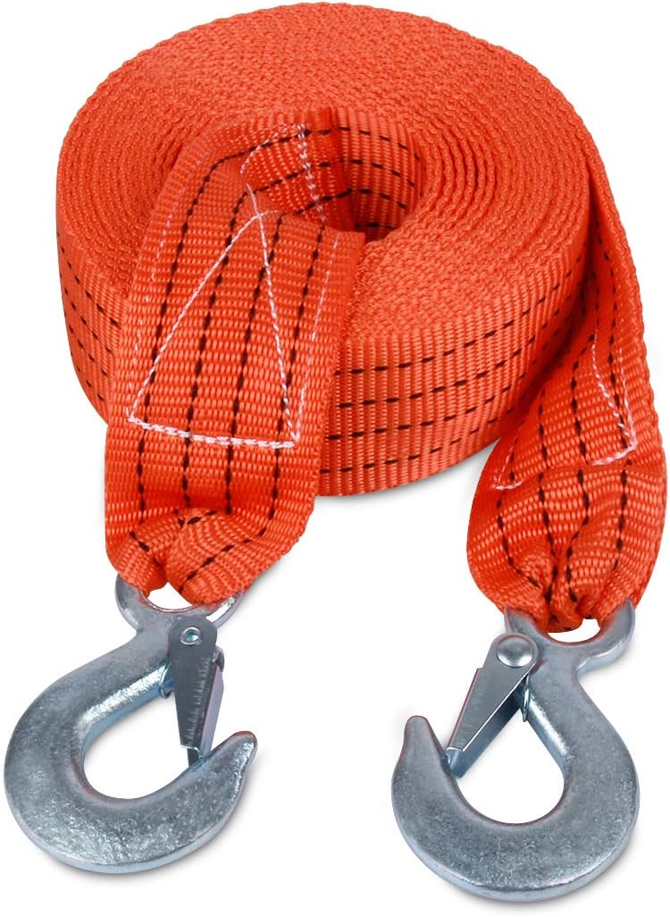 Nylon Tow Strap with Hooks 2”x20’ Heavy Duty Recovery Rope 20,000 lbs Capacity Pack of 2 L6551