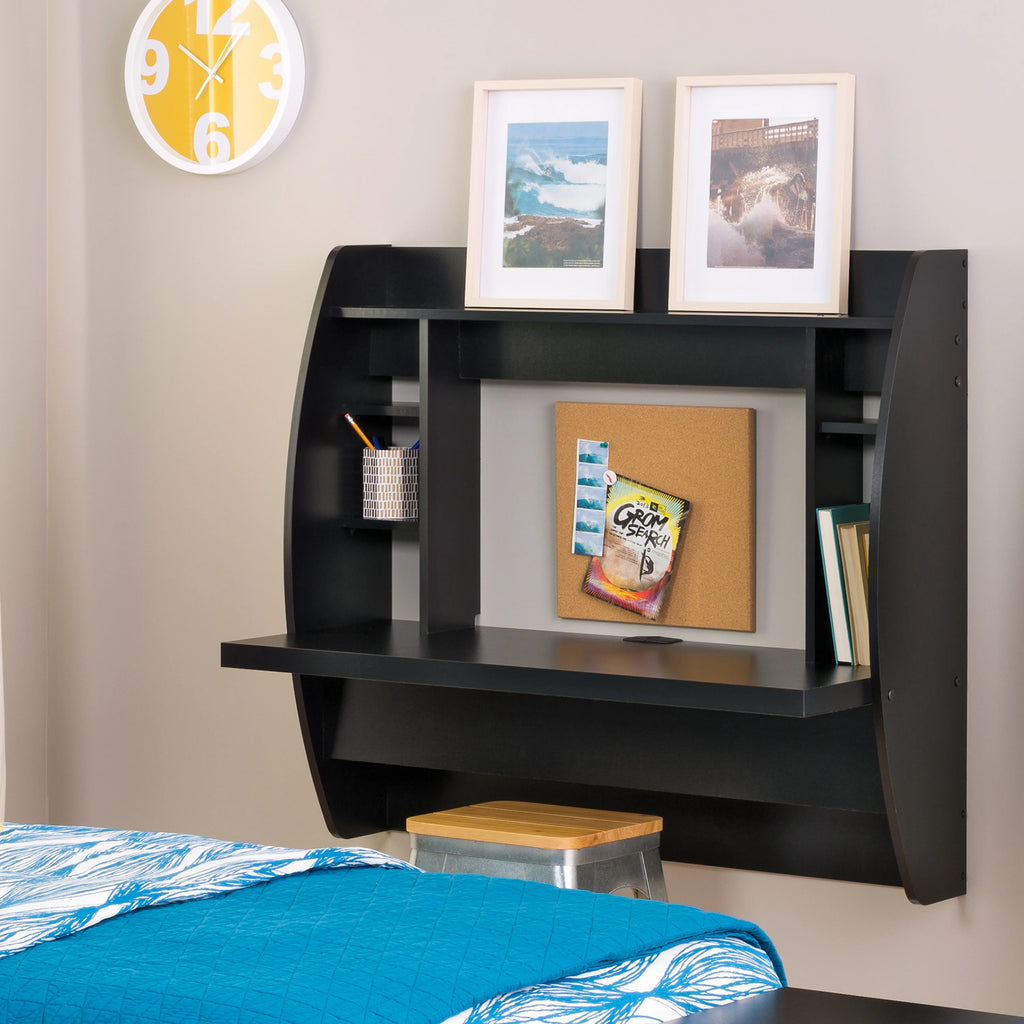 Black Wall Mounted Desk with Storage H6464