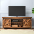 Farmhouse 65 Inch Wooden TV Stand with 2 Sliding Barn Doors K952026