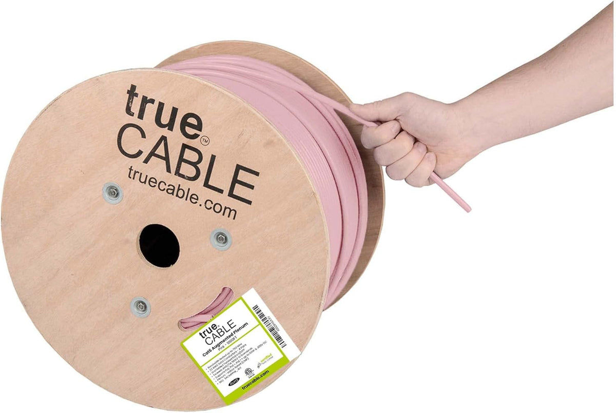 Cat6A Plenum 1000ft Purple 23AWG 4 Pair Solid Bare Copper Bulk Ethernet Cable X680033