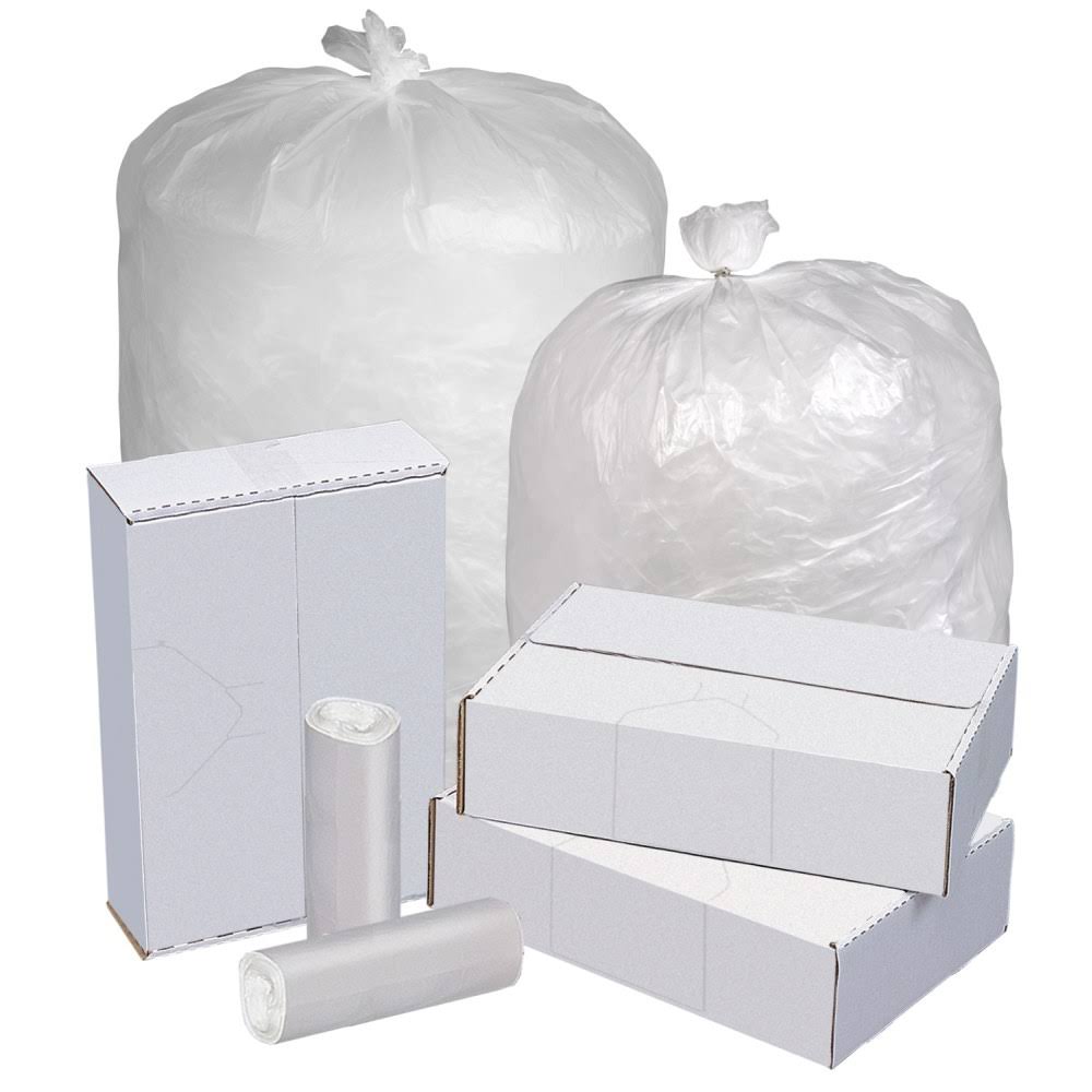Clear 0.8 Mil 45 Gallon Can Liners Box of 250 D1579