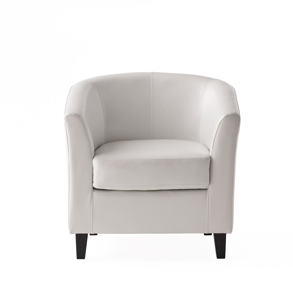 Ivory Bonded Leather Club Chair S7227
