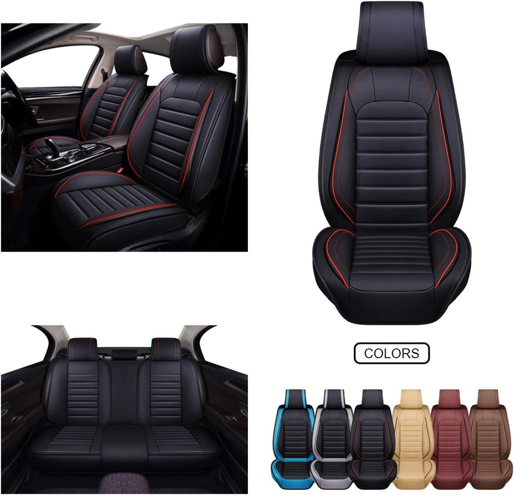 Leather Car Seat Covers Black Grey B656914