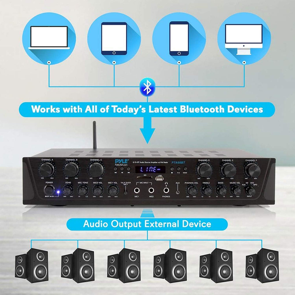 Wireless Bluetooth Stereo Receiver Amp 6 Channel 600Watt D4430