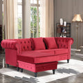 Red Velvet Rolled Arm Sofa with Ottoman Y88666
