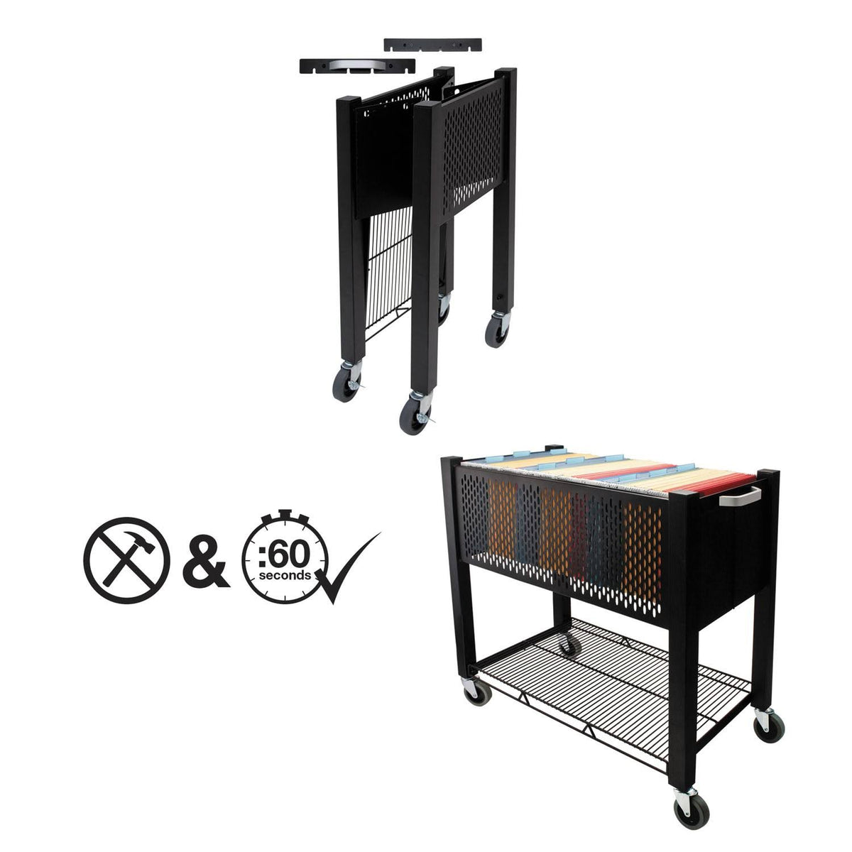 Black Open-Top File Cart G32575