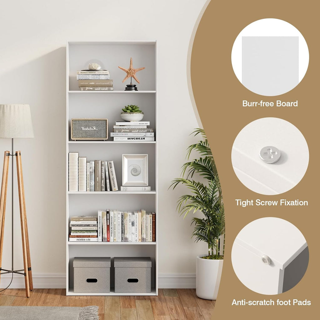5-Shelf Wood Bookcase J19455