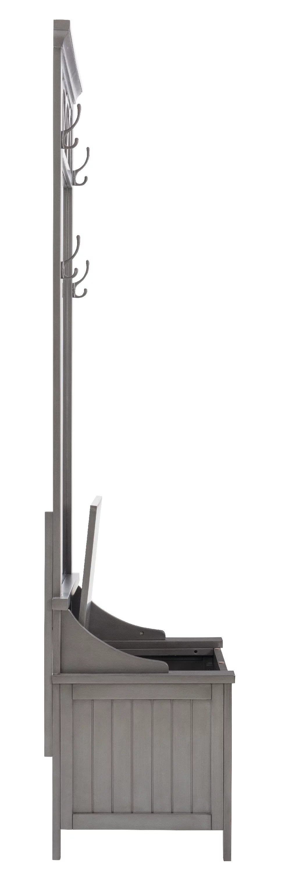 Gray Hall Tree with Storage Bench and Mirror W782829