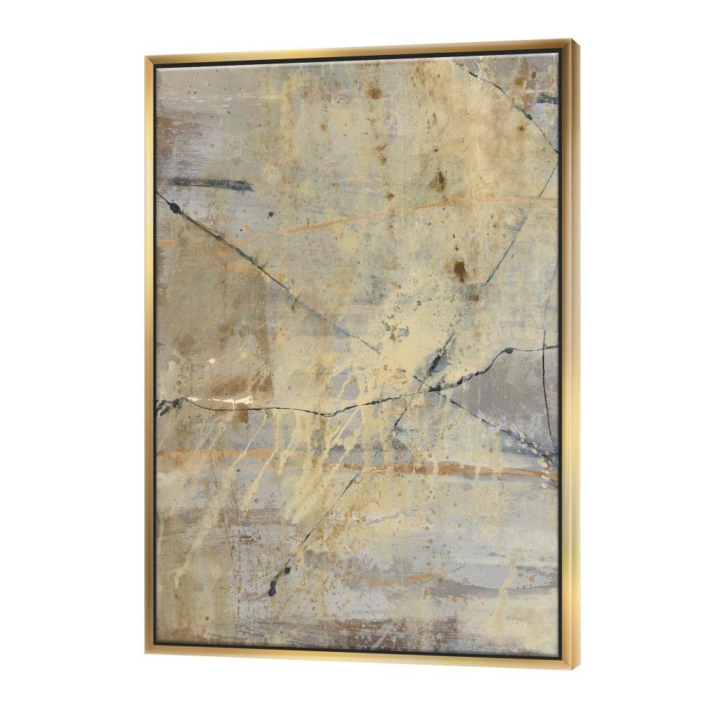 Geometric Cream Block Framed Canvas, 16 inch x 32 inch F628