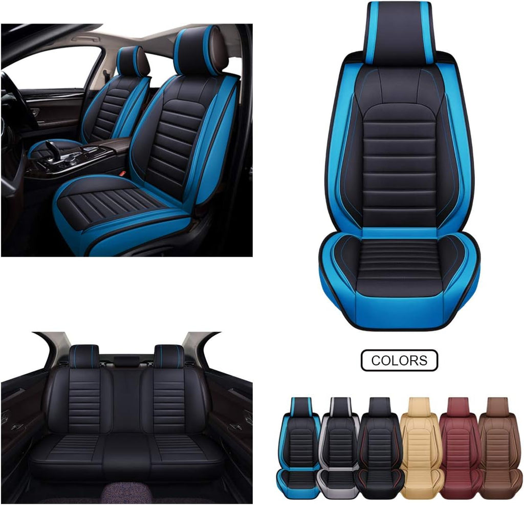 Leather Car Seat Covers Black Grey B656914