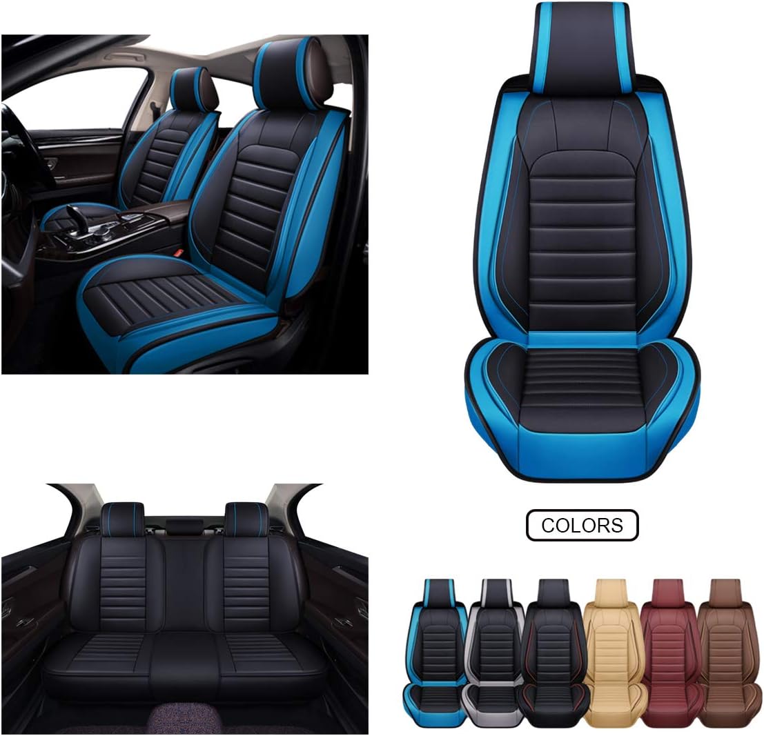 Leather Car Seat Covers Black Grey B656914