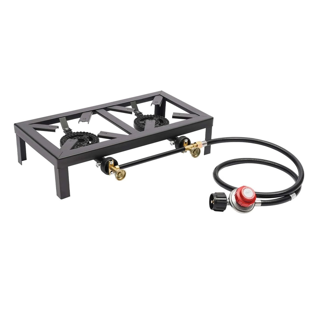 Portable Camping Stove Double Burner Outdoor Gas Stove with Regulator Hose S509972