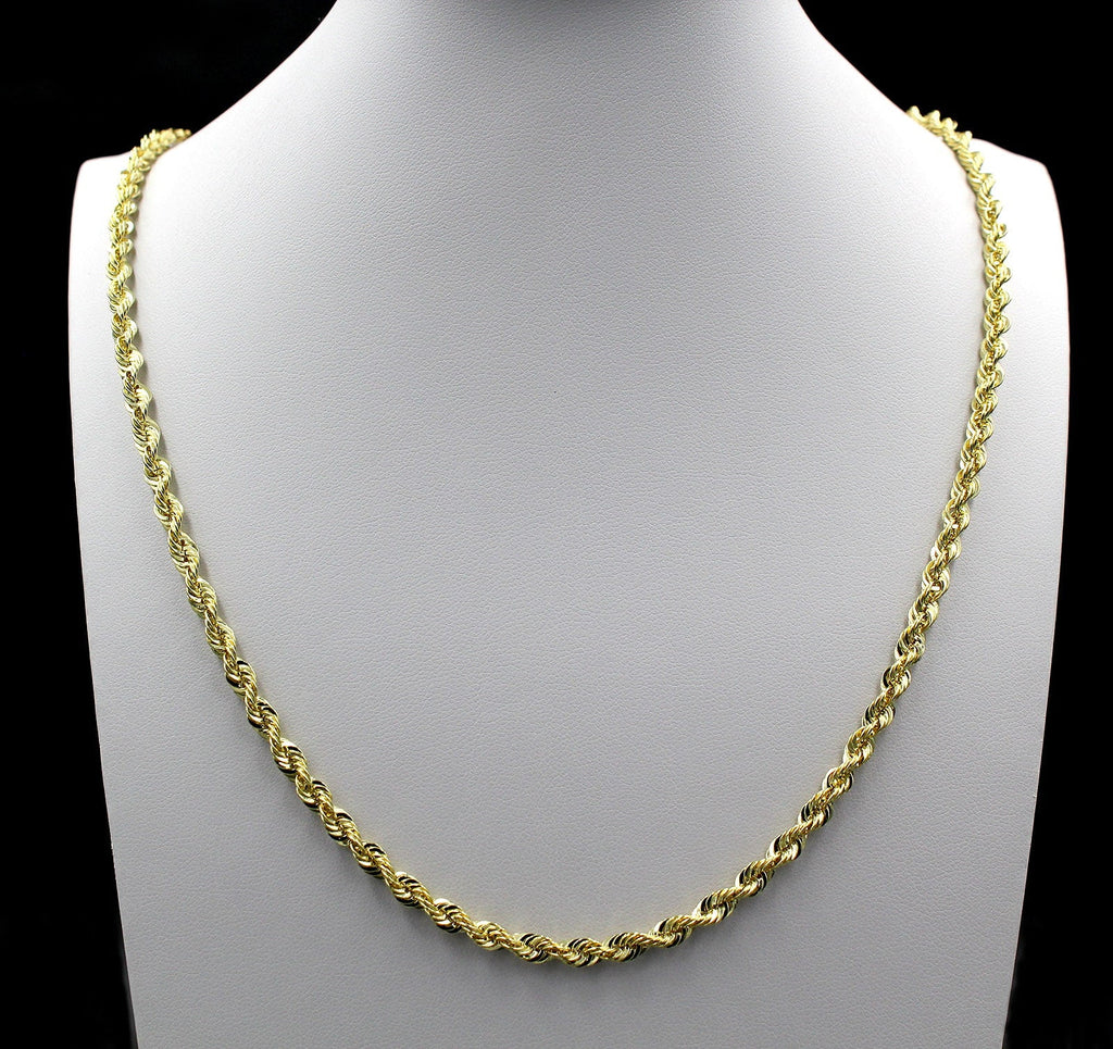 Yellow Gold Rope Chain Necklace 4MM 18" C5380