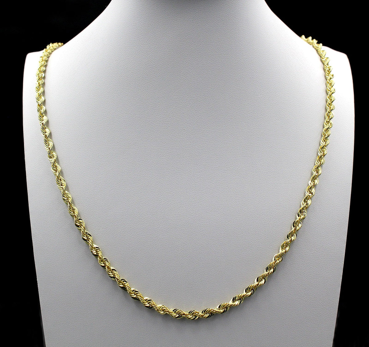 Yellow Gold Rope Chain Necklace 4MM 18" C5380