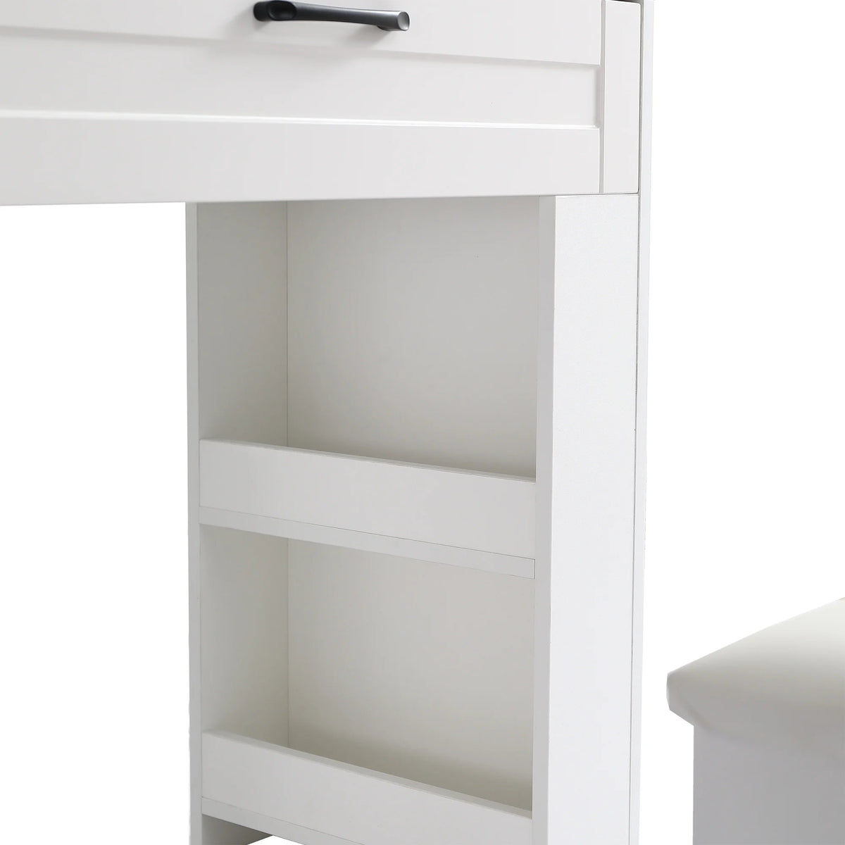 White Vanity Table with Lighted Mirror and Stool S5706
