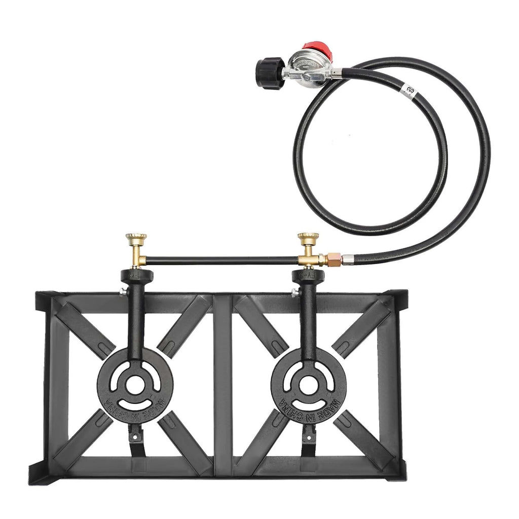 Portable Camping Stove Double Burner Outdoor Gas Stove with Regulator Hose S509972