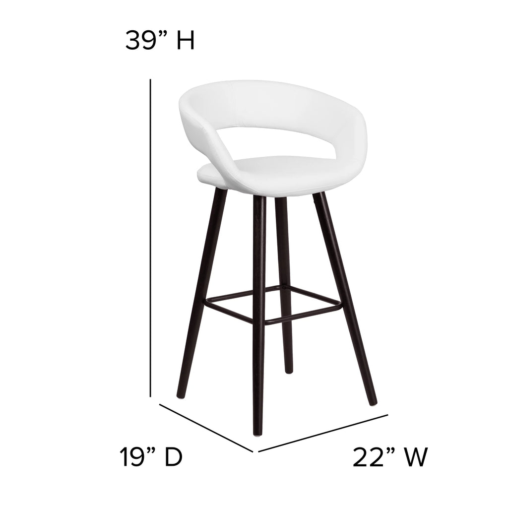 Cappuccino Wood Barstool with White Vinyl T6577