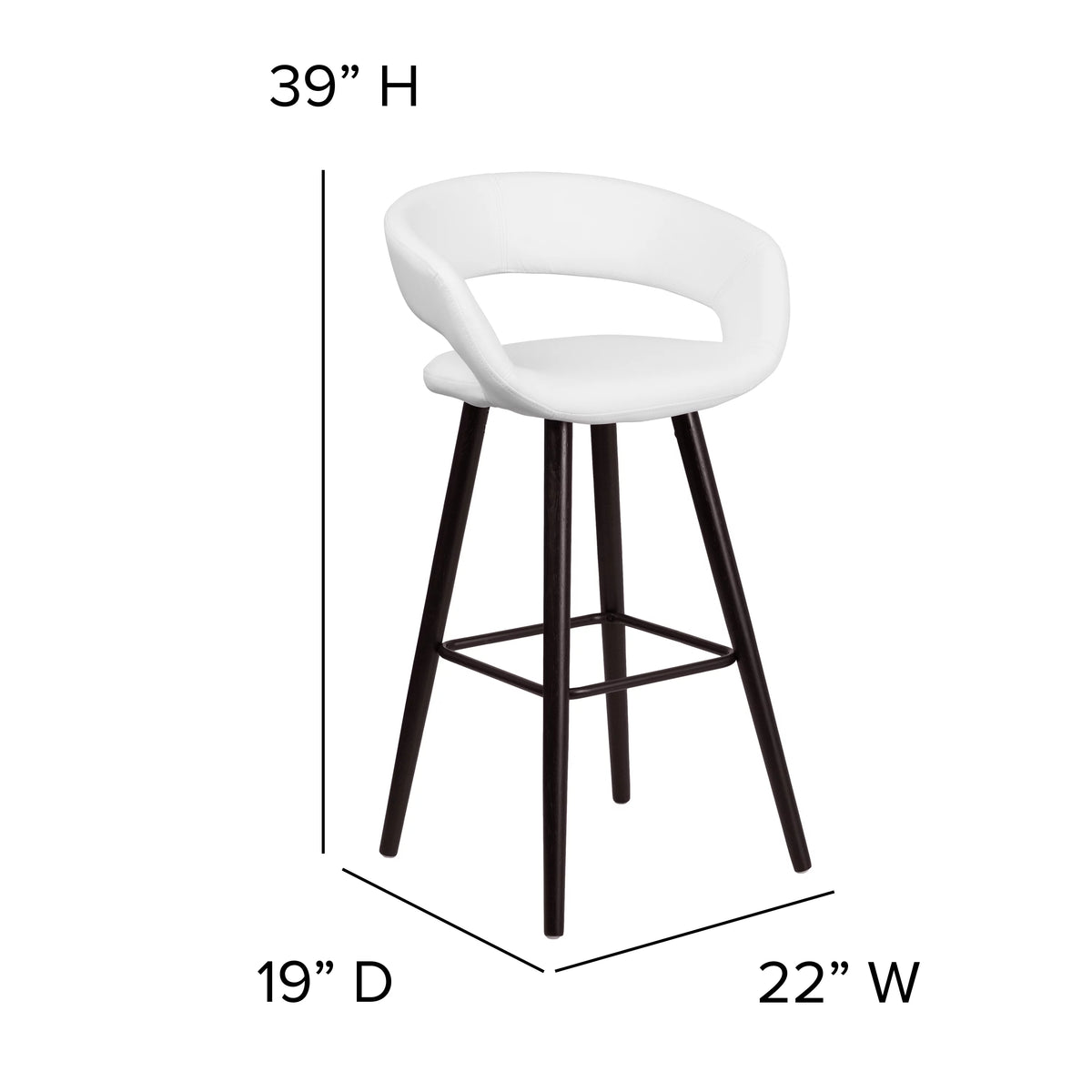 Cappuccino Wood Barstool with White Vinyl T6577