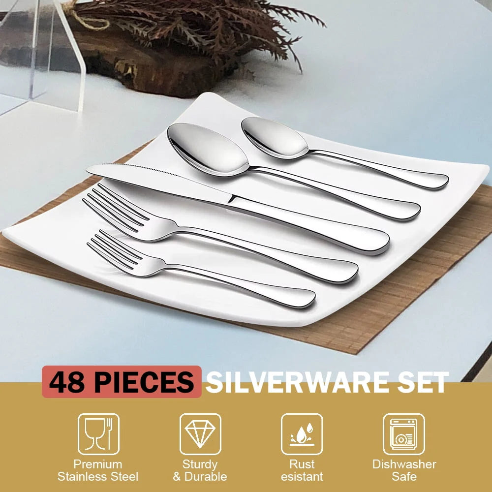 48-Pieces Stainless Steel Silverware Set H25945