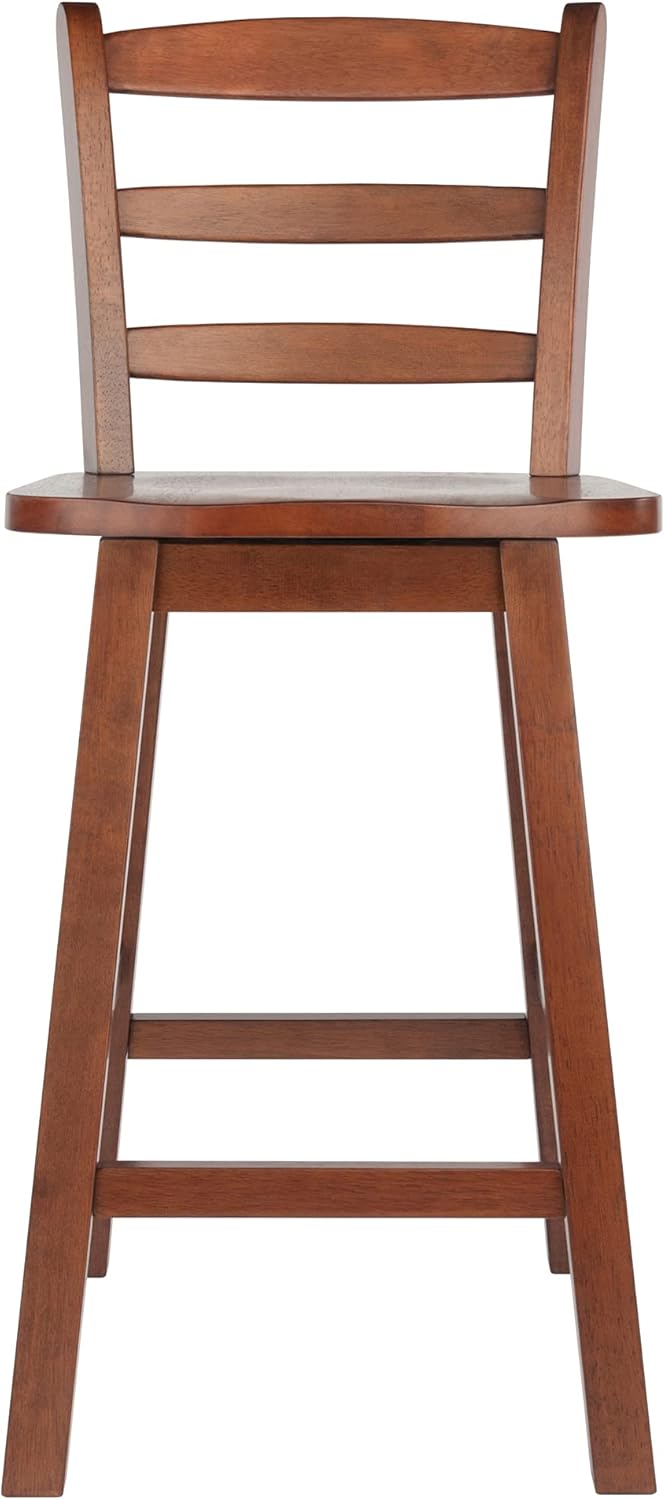 Walnut Ladder Back Swivel Seat Counter Stool S923
