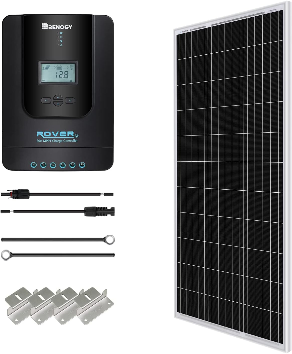 100W 12V Monocrystalline Solar Panel Starter Kit with 20A MPPT Charge Controller T3189