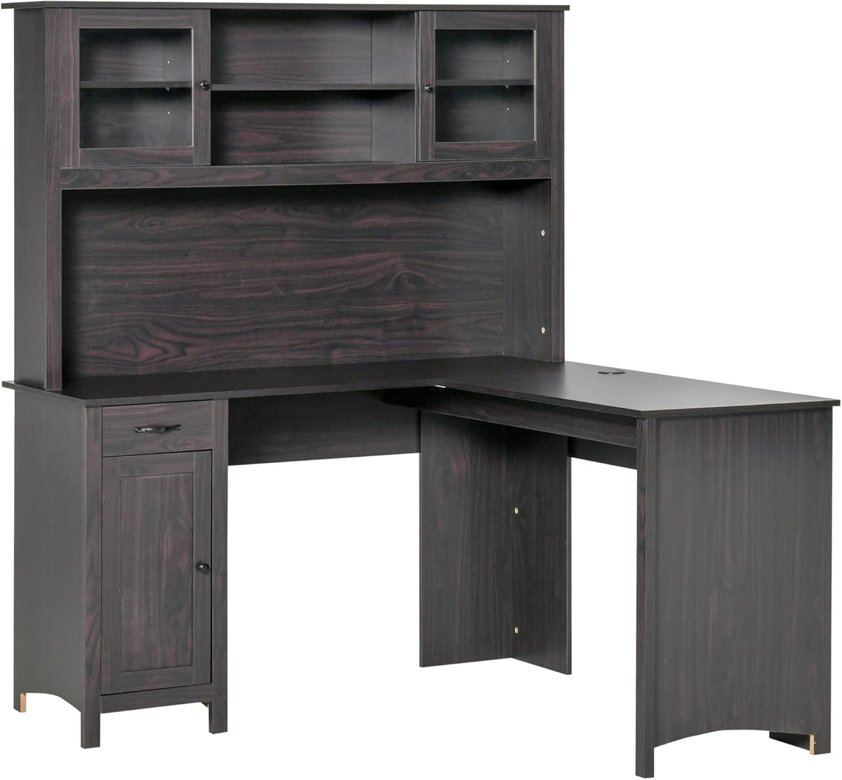 L-Shaped Desk with Hutch and Drawers E570