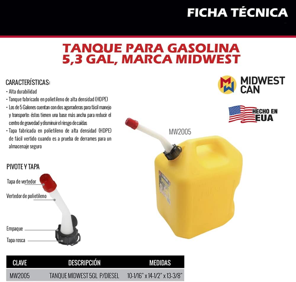5 Gallon Spill Proof Diesel Can S1073