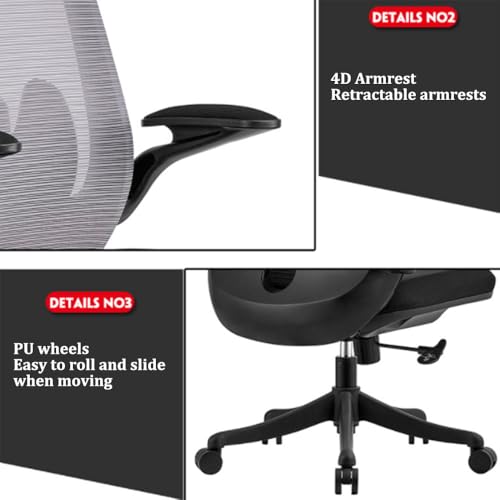 Gray Adjustable Height Mesh Office Chair with Wheels F992913
