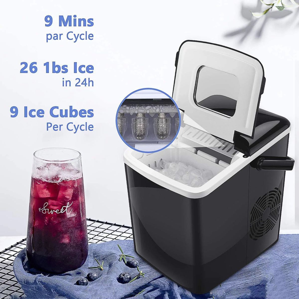 Portable Countertop Ice Maker with 2 Ice Cube Sizes V580