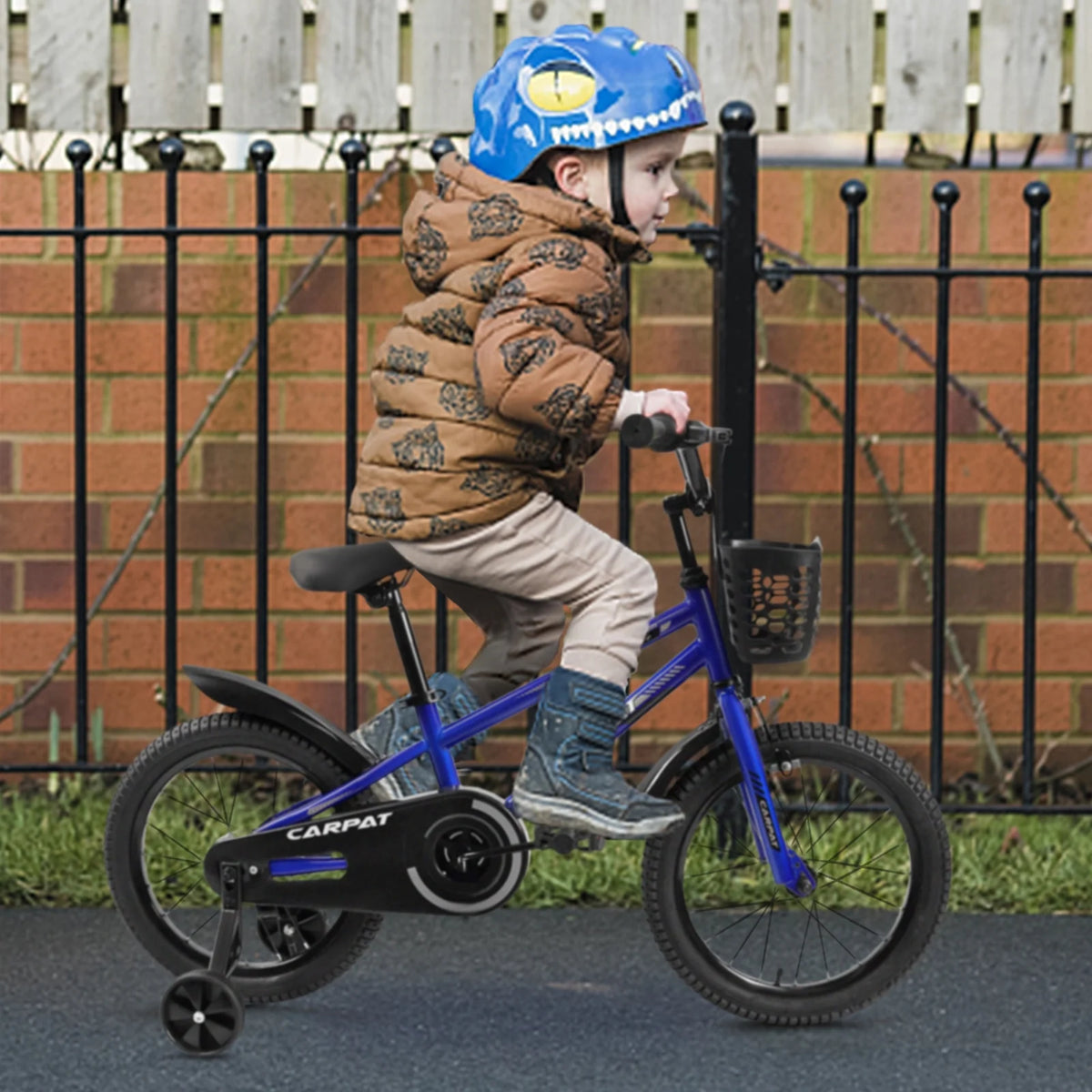 14 Inch Kids Bike with Training Wheels and Basket, White G515985
