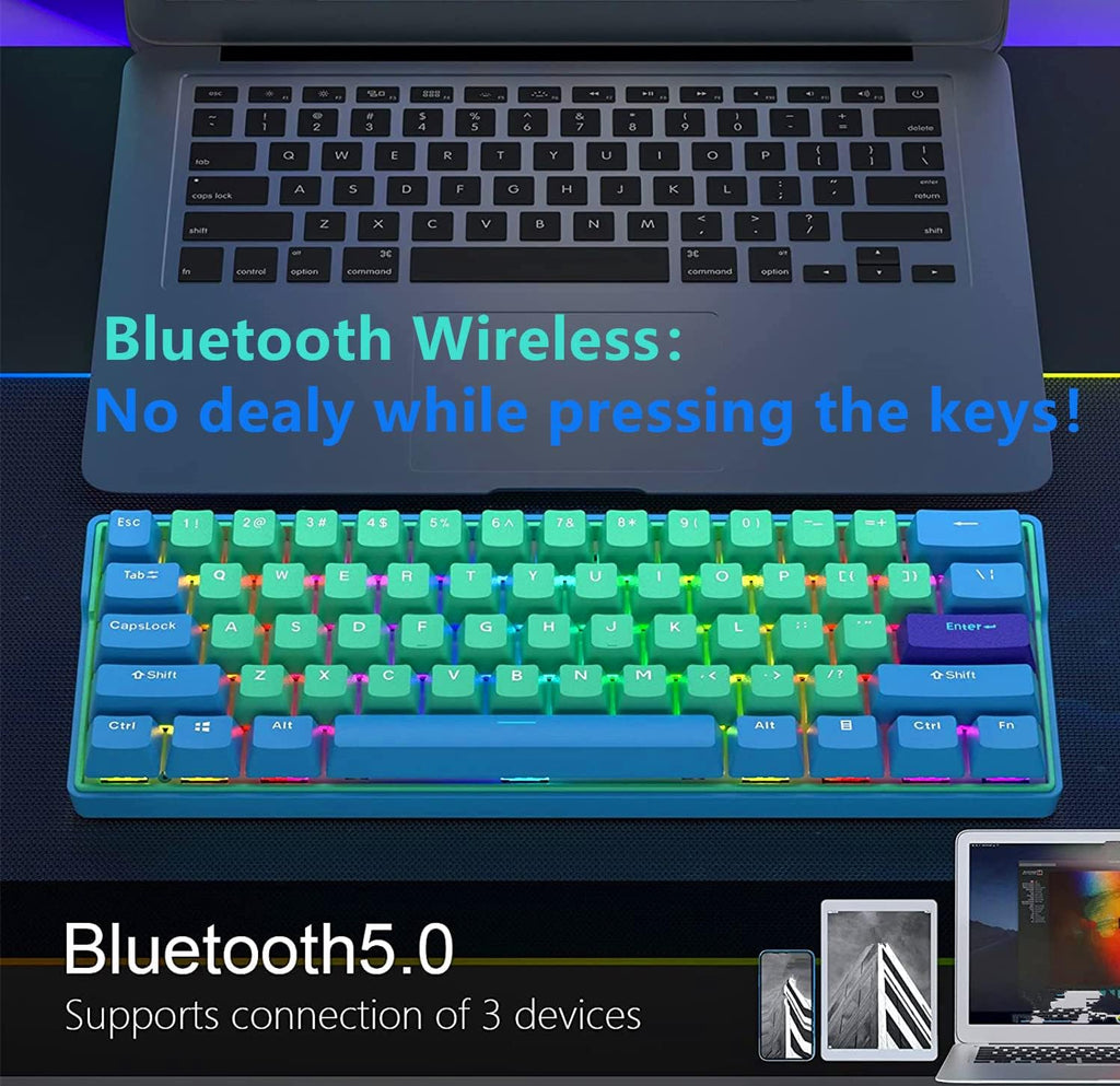 60 Percent Wireless Mechanical Keyboard with Cherry MX Blue Switch Z5275
