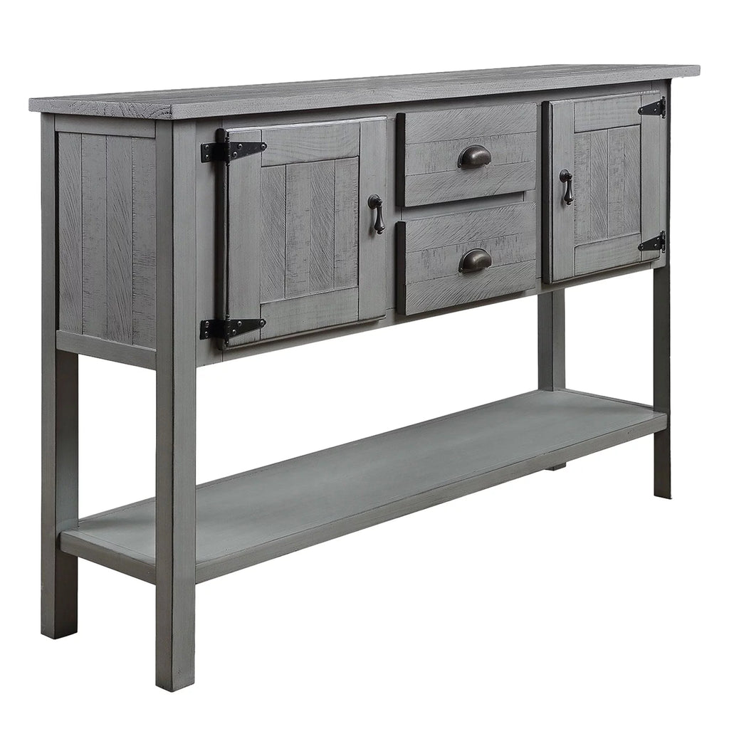 Antique Gray Wooden Console Table with 2 Cabinets and 2 Drawers F322
