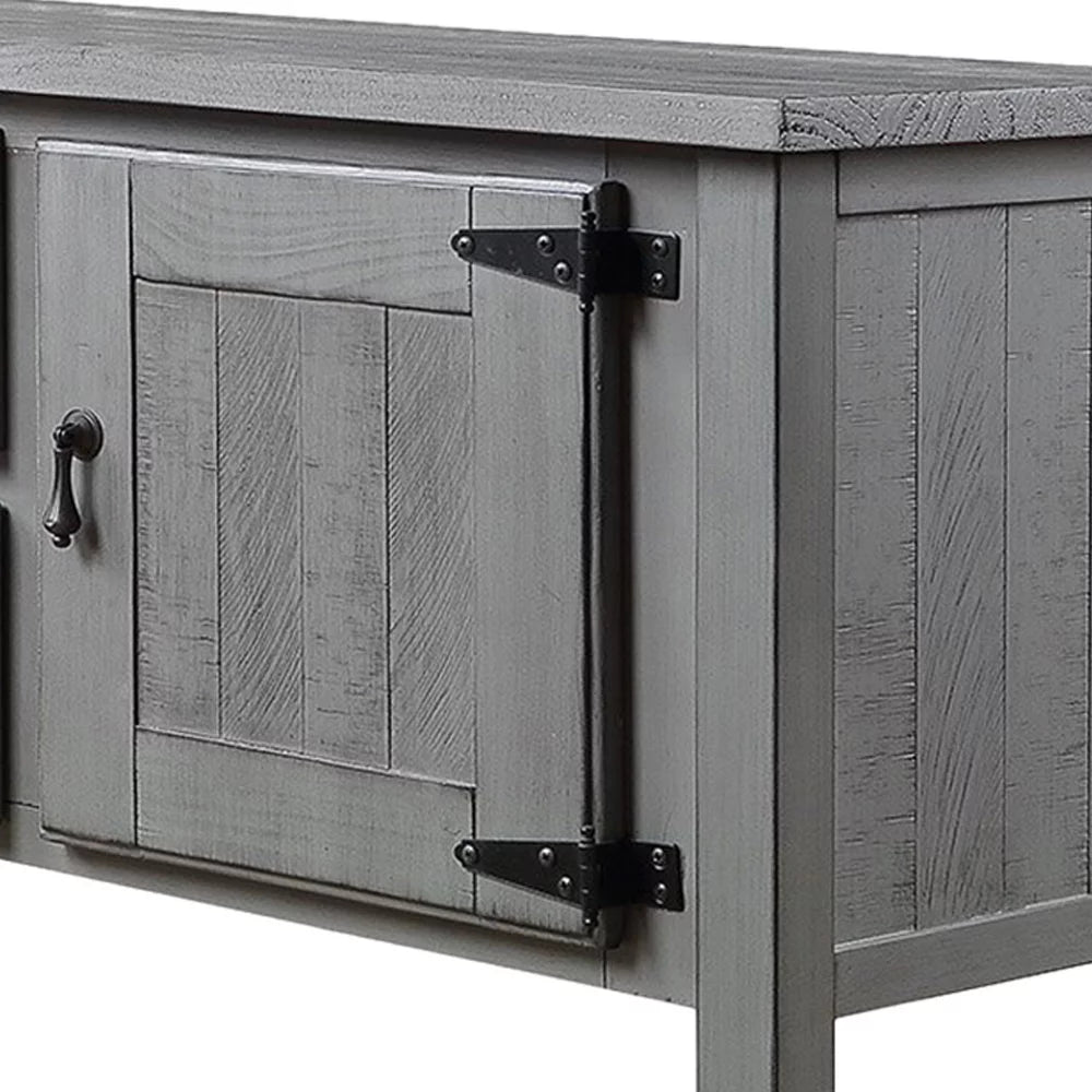 Antique Gray Wooden Console Table with 2 Cabinets and 2 Drawers F322