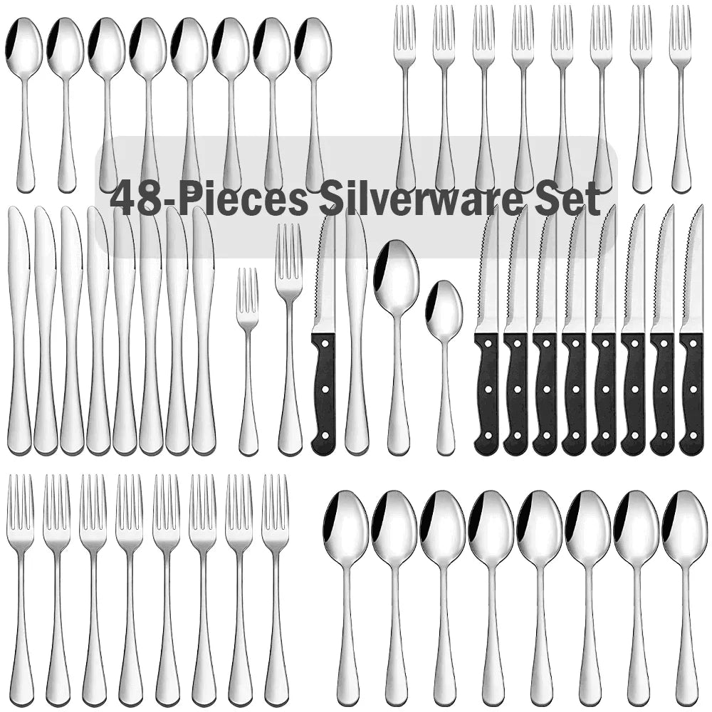 48-Pieces Stainless Steel Silverware Set H25945