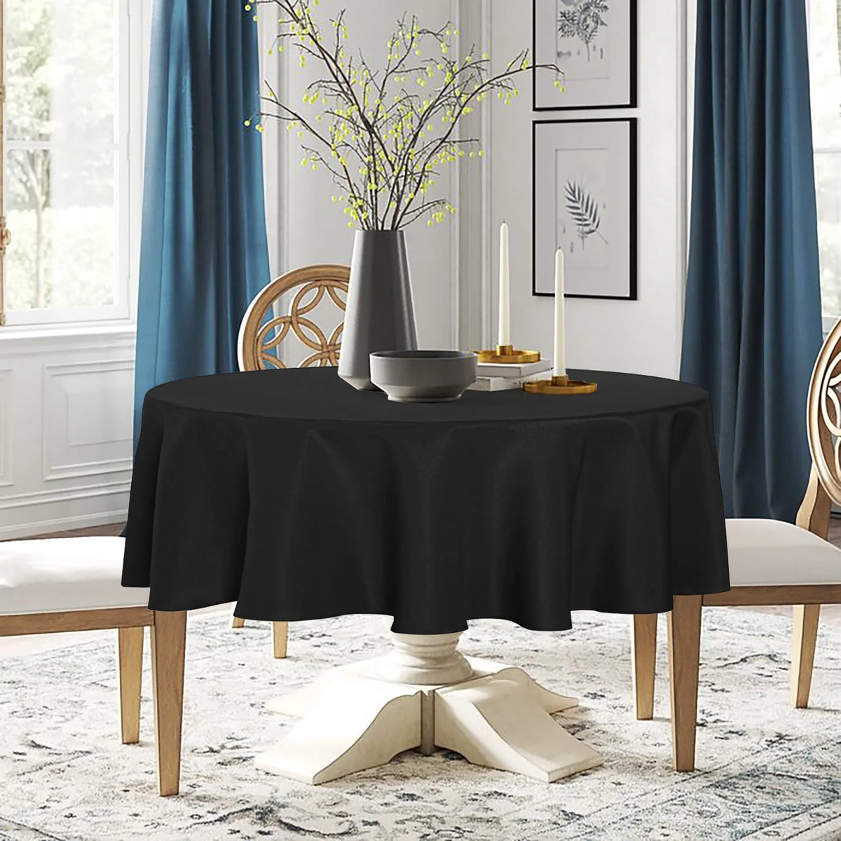 Round 60 inch Black Tablecloth H1043